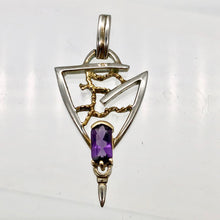 Load image into Gallery viewer, Amethyst Sterling Silver Pendant with 18K Gold Accent - PremiumBead Alternate Image 4

