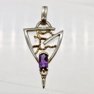 Amethyst Sterling Silver Pendant with 18K Gold Accent - PremiumBead Alternate Image 4