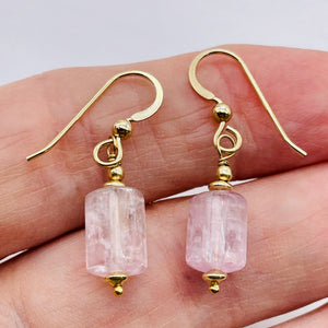 Kunzite 14K Gold Filled Dangle Earrings | 1 1/4" Long | Pink | 1 Pair |