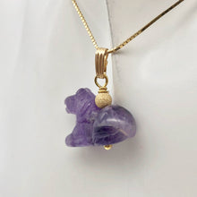 Load image into Gallery viewer, Amethyst Horse Pendant Necklace | Semi Precious Stone Jewelry | 14k Pendant - PremiumBead Alternate Image 3