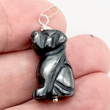 Load image into Gallery viewer, Hematite Dog Sterling Silver Necklace Pendant | Semi Precious Stone Jewelry|