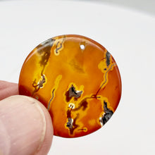 Load image into Gallery viewer, Orange Limbcast Pendant Bead - Halloween skies | 27x3mm | Orange | Round | - PremiumBead Alternate Image 2