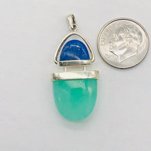 Load image into Gallery viewer, Lapis Lazuli Chrysoprase Sterling Silver Pendant | 1 1/2" Long | Green/Blue |