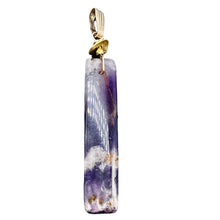 Load image into Gallery viewer, Chevron Amethyst 14K Gold Filled Rectangle | 3" Long | Purple/White | 1 Pendant|