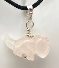Load image into Gallery viewer, Pink Dinosaur Pendant Rose Quartz Triceratops Sterling Silver Pendant 509303RQS | 22x12x7.5mm (Triceratops), 6.8mm (Bail Opening), 1" (Long) | Pink - PremiumBead Primary Image 1