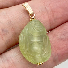 Load image into Gallery viewer, Hand Carved Green Jade Buddha 14K Gold Filled Pendant| 1 5/8" Long |