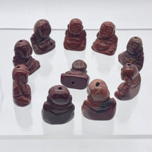 Load image into Gallery viewer, 2 Hand Carved Brecciated Jasper Buddha Beads | 20x15x9mm | Red w/Brown and Grey - PremiumBead Alternate Image 10