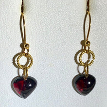 Load image into Gallery viewer, Heart-Shaped Garnet in Simple Elegant 22K Vermeil Earrings 310654 - PremiumBead Primary Image 1