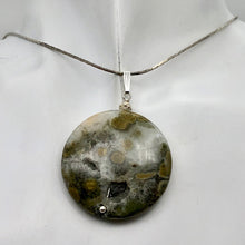 Load image into Gallery viewer, Ocean Jasper White Crystal Round Sterling Silver Pendant | 2" Long | Gold |