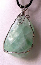 Load image into Gallery viewer, Hot! Seafoam Green Fluorite 925 Sterling Silver Wire-Wrapped Pendant 3059G - PremiumBead Alternate Image 2