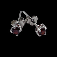Load image into Gallery viewer, January! 3mm Created Garnet & Silver Earrings 10146A
