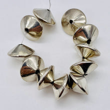 Load image into Gallery viewer, 2 Handmade 14mm Solid Sterling Silver Knife Roundel Beads - 3.9G 3301