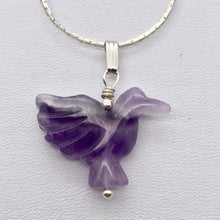 Load image into Gallery viewer, Carved Amethyst Dove Bird Sterling SilverPendant | 1.5 inches (Long) | Purple | - PremiumBead Primary Image 1