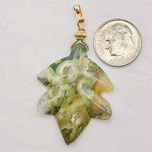 Load image into Gallery viewer, Ryolite Rain Tree Jasper 14K Gold Filled Leaf | 2" Long | Green | 1 Pendant