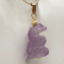 Load image into Gallery viewer, Sssslither! Carved Amethyst Snake and 14k Gold Filled Pendant | 1.5" | 509278AMG - PremiumBead Alternate Image 2