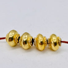 Load image into Gallery viewer, Gold Plated Copper w/Braid 1.5g Roundel Beads | 12x9.5mm | Copper | 4 Beads |