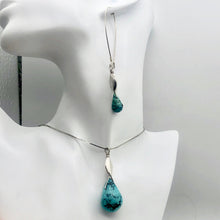 Load image into Gallery viewer, Natural Blue Turquoise and Sterling Silver Earrings And Pendant Set