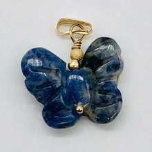 Load image into Gallery viewer, Semi Precious Stone Jewelry Flying Butterfly Pendant Necklace of Sodalite/Silver