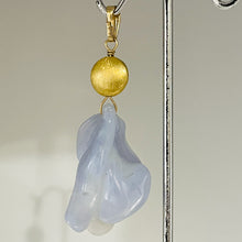 Load image into Gallery viewer, Chalcedony 14K Gold Filled Druzy Crystal Flower Pendant | 2 1/2" Long | Blue |