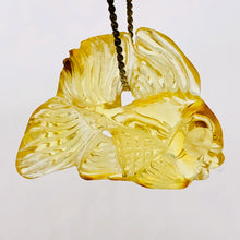 Load image into Gallery viewer, Amber Beautifully Carved Fish | 37x30x8 mm | Yellow | 1 Pendant Figurine |