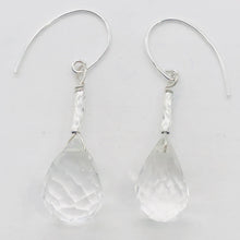 Load image into Gallery viewer, Facetted Quartz Briolette Sterling Silver Earrings | 1 1/2" Long |Clear| 1 Pair|