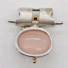 Load image into Gallery viewer, Ruby and Rose QuartzSterling Silver Drop Pendant | 1 1/4" Long | Pink/Red |