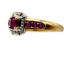 Load image into Gallery viewer, Seven Stone Natural Red Ruby in Solid 14Kt Yellow Gold Ring Size 6.5