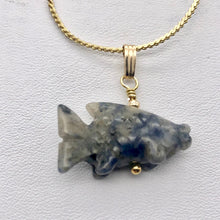 Load image into Gallery viewer, Swimmin'! Sodalite Koi Fish 22K Vermeil Gold Pendant 509265SDG - PremiumBead Alternate Image 8