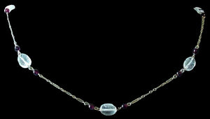 Quartz & Garnet 14Kgf Wire Wrap Necklace 4244