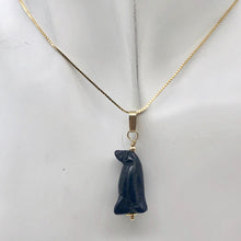 Load image into Gallery viewer, Blue Gold Stone Hand Carved Penguin & 14Kgf Pendant| 1 3/8" Long| Blue Spark | - PremiumBead Alternate Image 4