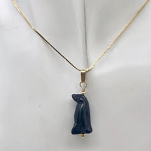Load image into Gallery viewer, Blue Gold Stone Penguin Pendant Necklace|SemiPrecious Stone Jewelry|14K Pendant - PremiumBead Alternate Image 4