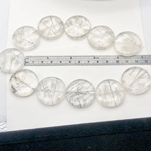 Load image into Gallery viewer, Tourmalated Clear Quartz Disc Pendant Bead | 30mm | 1 Bead |