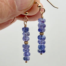 Load image into Gallery viewer, Tanzanite Faceted Roundel Bead 14K Gold Filled Earrings| 1.5" Long|Bluish Violet