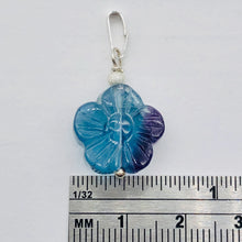 Load image into Gallery viewer, Custom Focal Fluorite Flower Sterling Silver Pendant | Blue Purple | 1" Long |