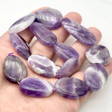 Load image into Gallery viewer, Chevron Amethyst Oval Stone | x42x22x6 to 23x19x6 | Purple White | 13 Bead(s)