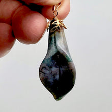 Load image into Gallery viewer, Fancy Jasper Calla Lily 14K Gold Filled Flower Pendant | 2" Long | Green Pink |