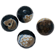Load image into Gallery viewer, Agate Faceted Statement Bead Parcel Round | 18mm | Black/White/Brown | 4 Beads |