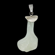 Load image into Gallery viewer, New Jade Serpentine Flower Sterling Silver Pendant | 1 3/4" Long| Pale Green | 1