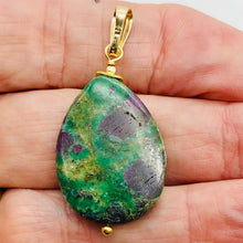Load image into Gallery viewer, Natural Ruby Zoisite and 14K Gold Filled Pendant | 2" Long | Green/Red |