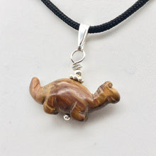 Load image into Gallery viewer, Tigereye Diplodocus Dinosaur with Sterling Silver Pendant 509259TES | 25x11.5x7.5mm (Diplodocus), 5.5mm (Bail Opening), 7/8" (Long) | Golden - PremiumBead Alternate Image 8