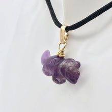 Load image into Gallery viewer, Purple Dinosaur Pendant Amethyst Triceratops 14K Gold-Filled Pendant 509303AMG