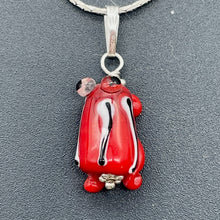 Load image into Gallery viewer, Lampwork Glass Frog Sterling Silver Frog | 1" Long | Red | 1 Pendant |
