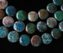 Load image into Gallery viewer, Natural Chrysocolla 12mm Coin 14 Bead 8" Strand 10421HS - PremiumBead Primary Image 1