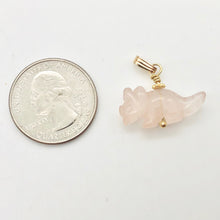 Load image into Gallery viewer, Rose Quartz Triceratops Pendant Necklace|SemiPrecious Stone Jewelry|14K Pendant | 22x12x7.5mm (Triceratops), 5.5mm (Bail Opening), 1" (Long) | Pink - PremiumBead Alternate Image 9