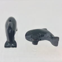 Load image into Gallery viewer, Hand Carved Animals 2 Onyx Orca Whale Beads | 23x12.5x8mm | Black - PremiumBead Alternate Image 2