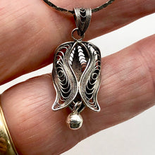 Load image into Gallery viewer, Hand Made Silver Filigree Bell Flower Pendant 5795