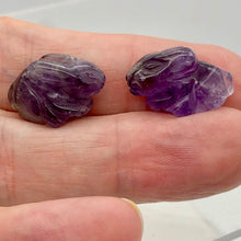 Load image into Gallery viewer, Hoppity 2 Carved Amethyst Bunny Rabbit Beads | 22x12x10m | Purple