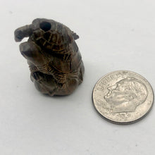 Load image into Gallery viewer, Terrific Carved Teak Turtle Mommie Ojime Netsuke Bead | 25x15x15mm | Brown - PremiumBead Primary Image 1