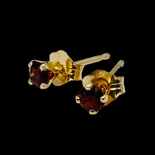 Load image into Gallery viewer, Garnet 14K Gold Faceted 3mm Round Post Earrings | 3mm | Red | 1 Pair |