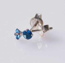 Load image into Gallery viewer, December 3mm Created Blue Zircon &amp; 925 Sterling Silver Stud Earrings 10146L - PremiumBead Alternate Image 2
